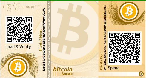 An example of a simple paper wallet from
bitaddress.org